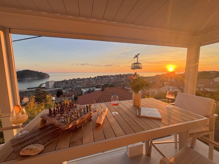 Pergola view from balcony. Canopy villa renovation.